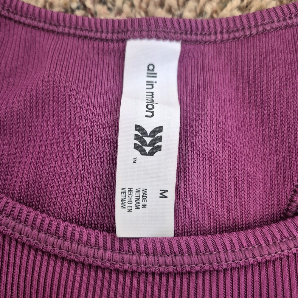 All In Motion Women's Ribbed Pink Racerback Tank Top Medium - Picture 4 of 6
